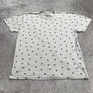 Disney Mickey Mouse T-Shirt Mens XL Gray All Over Print Textured Casual Crew Tee